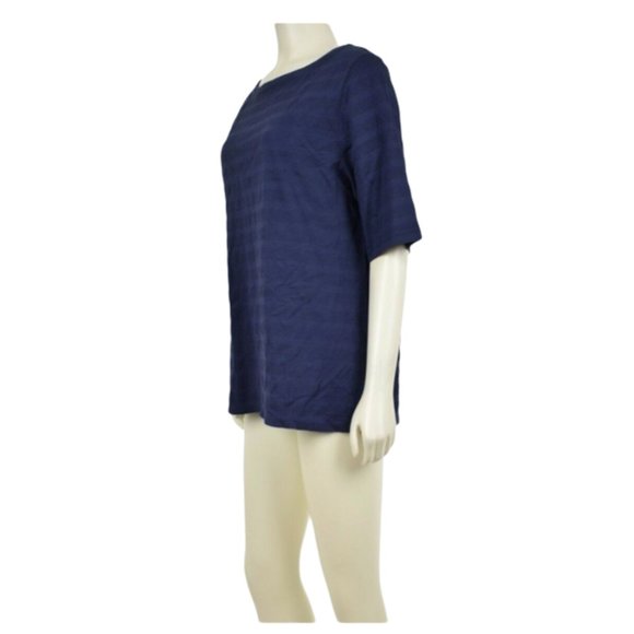 Charter Club Women's Intrepid Blue Textured Blouse - Picture 2 of 5